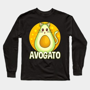 Funny Avogato Avocado Cat Cute Kitty Avo-gato Pun Long Sleeve T-Shirt